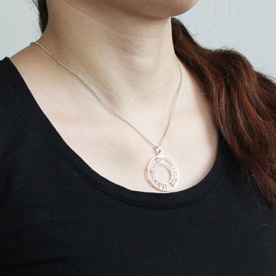 Circle Roman Numeral Disc Necklace Sterling Silver - Name My Jewelry ™