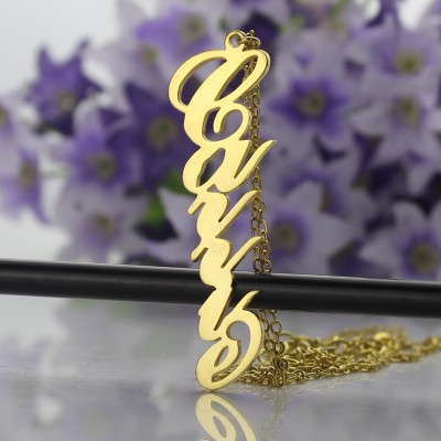 Solid Gold 18ct personalized Vertical Carrie Style Name Necklace - Name My Jewelry ™