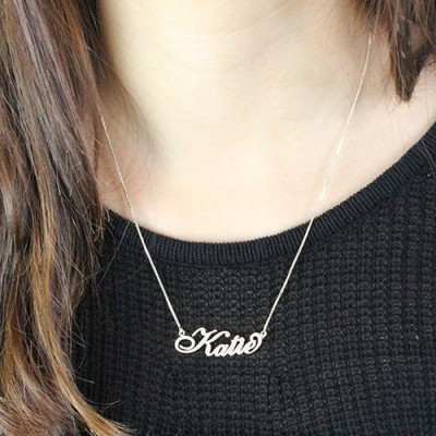 personalized Nameplate Necklace Carrie Stering Silver - Name My Jewelry ™