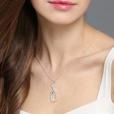 Birthstone Infinity Eternity Necklace Double Name  - Name My Jewelry ™
