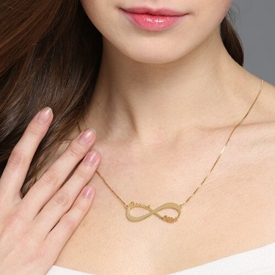 18ct Gold Plated Infinity Necklace Double Name - Name My Jewelry ™