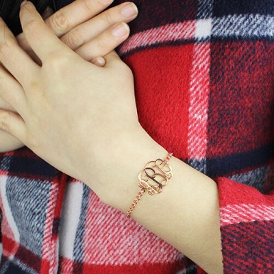 Rose Gold Plated Silver Monogram Bracelet - Name My Jewelry ™