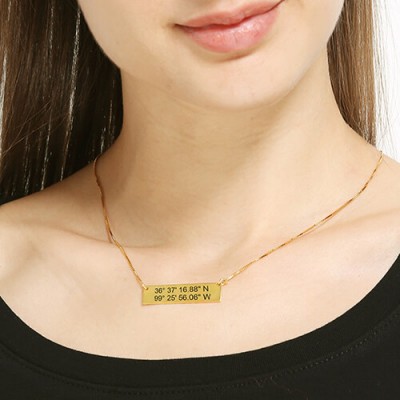GPS Map Nautical Coordinates Necklace 18ct Gold Plated - Name My Jewelry ™