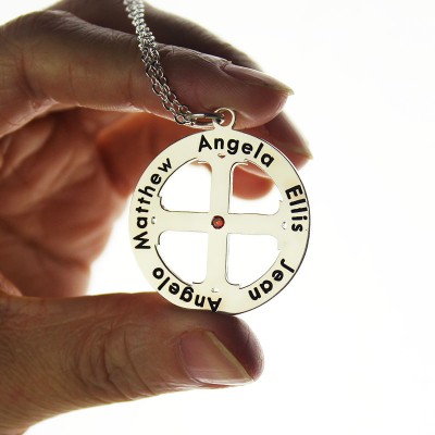 Family Circle Cross Name Necklace Silver - Name My Jewelry ™