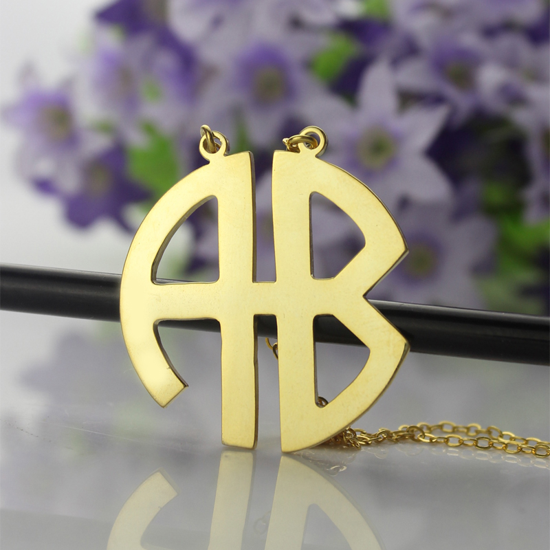 Perfect Fancy Monogram Necklace Gift Gold Plated