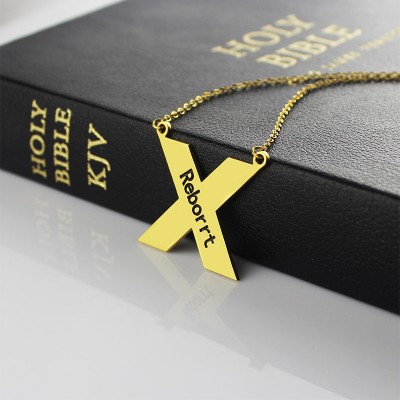 personalized 18ct Gold Plated Silver St. Andrew Name Cross Necklace - Name My Jewelry ™