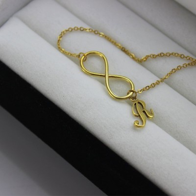 Infinity Knot Initial Necklace 18ct Gold plating - Name My Jewelry ™