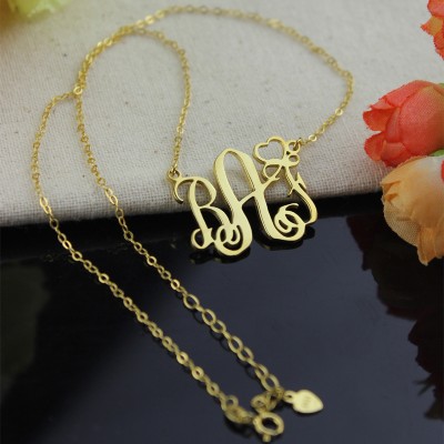 personalized Initial Monogram Necklace 18ct Solid Gold With Heart - Name My Jewelry ™
