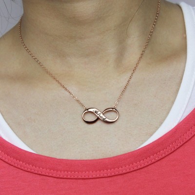 18ct Rose Gold Plated Engraved Infinity Necklace - Name My Jewelry ™