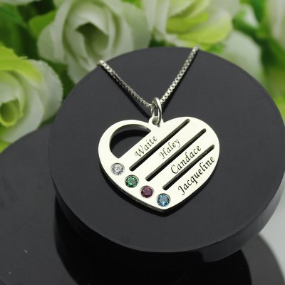 personalized Mothers Heart Necklace Gift with Birthstone  Name  - Name My Jewelry ™