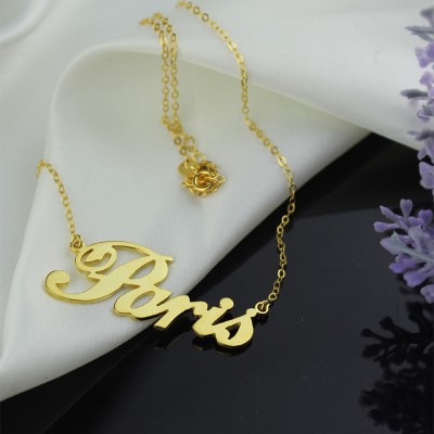 Paris Hilton Style Name Necklace 18ct Solid Gold - Name My Jewelry ™