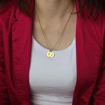 personalized Initial Charm Discs Necklace 18ct Gold Plated - Name My Jewelry ™
