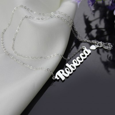 personalized 18ct White Gold Plated Puff Font Name Necklace - Name My Jewelry ™