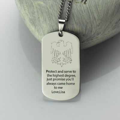 Man's Dog Tag Eagle Name Necklace - Name My Jewelry ™