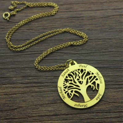 Tree of Life Jewelry Family Name Necklace in 18ct Gold Plated - Name My Jewelry ™