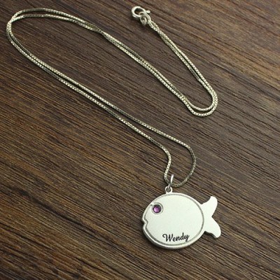 Fish Necklace Engraved Name Sterling Silver - Name My Jewelry ™