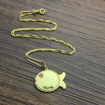 Kids Fish Name Necklace 18ct Gold Plated - Name My Jewelry ™