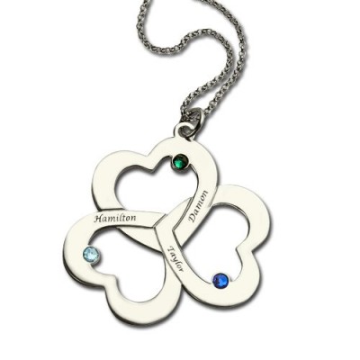 personalized Three Triple Heart Shamrocks Necklace with Name - Name My Jewelry ™