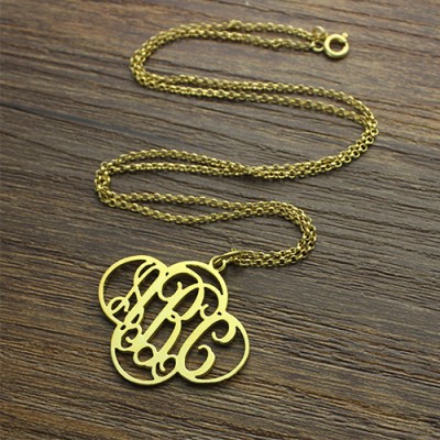 personalized Cut Out Clover Monogram Necklace 18ct Gold Plated - Name My Jewelry ™