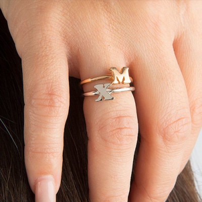 personalized Women's Midi Initial Ring Sterling Silver - Name My Jewelry ™