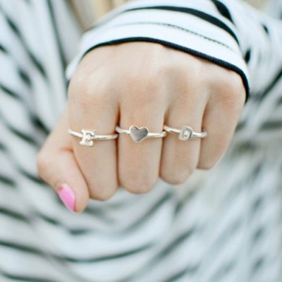 Stackable Midi Initial Ring Sterling Silver - Name My Jewelry ™