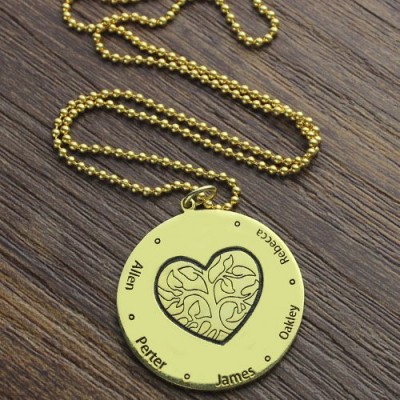 Heart Family Tree Necklace in 18ct Gold Plating - Name My Jewelry ™