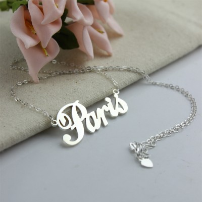 Paris Hilton Style Name Necklace 18ct Solid White Gold Plated - Name My Jewelry ™