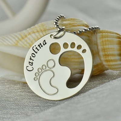 Baby Footprint Name Pendant Sterling Silver - Name My Jewelry ™