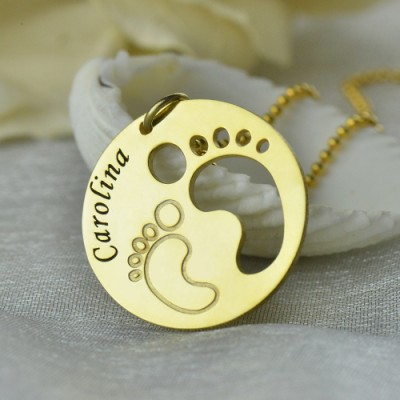 Cut Out Baby Footprint Pendant 18ct Gold Plated - Name My Jewelry ™