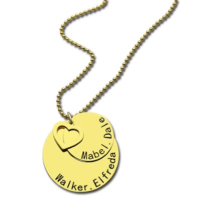 Disc Family Jewelry Necklace Engraved Name 18ct Gold Plated - Name My Jewelry ™