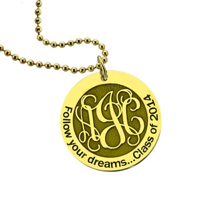Follow Your Dreams Disc Monogram Necklace 18ct Gold Plated - Name My Jewelry ™