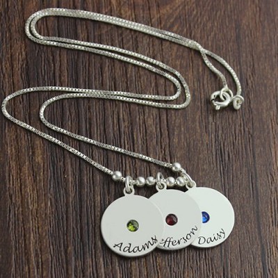 Mother's Disc and Birthstone Charm Necklace  - Name My Jewelry ™