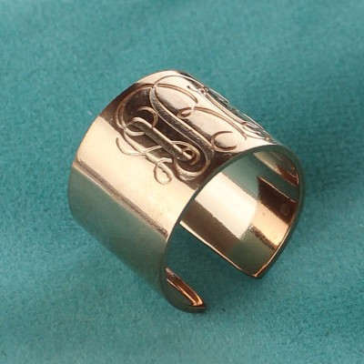 Engraved Monogram Cuff Ring Rose Gold - Name My Jewelry ™