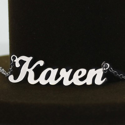 Solid 18ct White Gold Plated Karen Style Name Necklace - Name My Jewelry ™