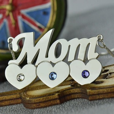 Mother Necklace With Children Birthstone Silver  - Name My Jewelry ™