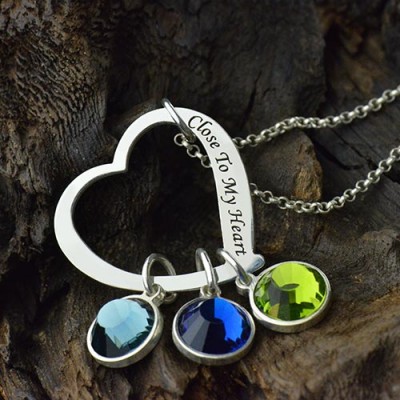 Open Heart Promise Phrase Necklace with Birthstone  - Name My Jewelry ™