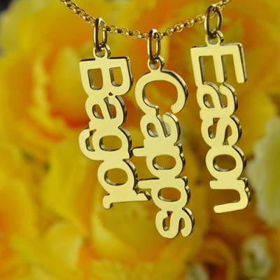 Customised Vertical Multiable Names Necklace 18ct Gold Plated - Name My Jewelry ™