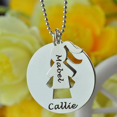 Mother Daughter Necklace Set Engraved Name Sterling Silver - Name My Jewelry ™