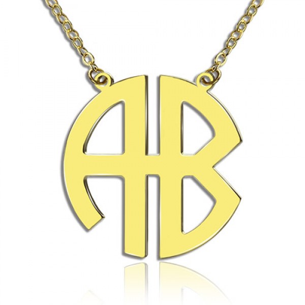Two Initial Block Monogram Pendant 18ct Gold Plated - Name My Jewelry ™