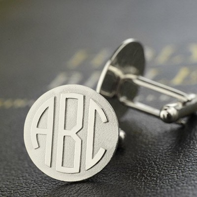 personalized Mens Cufflinks Block Monogram Sterling Silver - Name My Jewelry ™