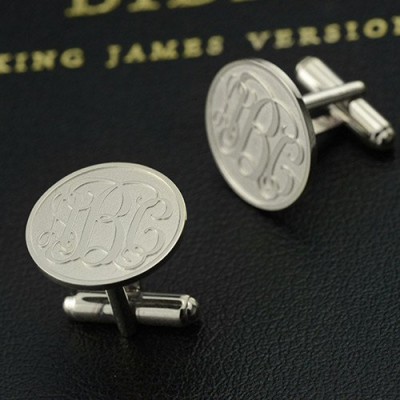 Engraved Cufflinks with Monogram Sterling Silver - Name My Jewelry ™