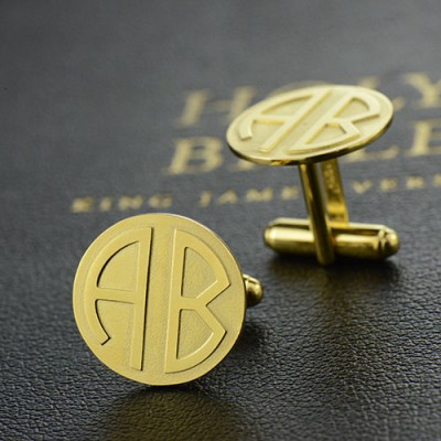Cufflinks for Men with Block Monogram 18ct Gold Plated - Name My Jewelry ™