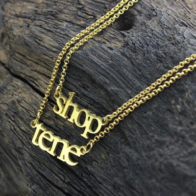 Double Layer Mini Name Necklace 18ct Gold Plated - Name My Jewelry ™