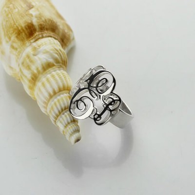 personalized Fancy Monogram Ring Sterling Silver - Name My Jewelry ™
