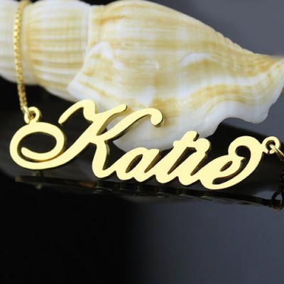 personalized Necklace Nameplate Carrie in 18ct Gold Plated - Name My Jewelry ™