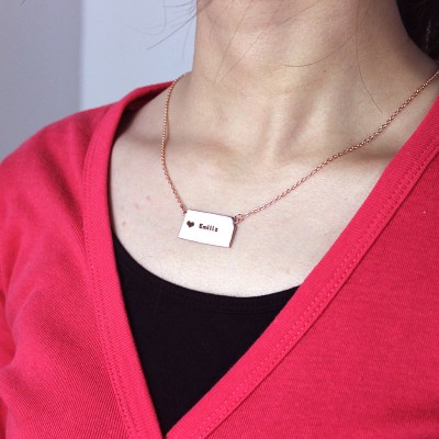 Custom Kansas State Shaped Necklaces With Heart  Name Rose Gold - Name My Jewelry ™