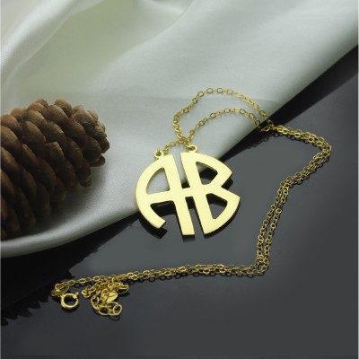 Two Initial Block Monogram Pendant 18ct Gold Plated - Name My Jewelry ™