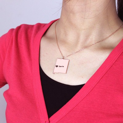 Custom New Mexico State Shaped Necklaces With Heart  Name Rose Gold - Name My Jewelry ™