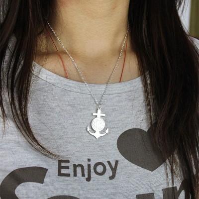 Sterling Silver Anchor Monogram Initial Necklace - Name My Jewelry ™