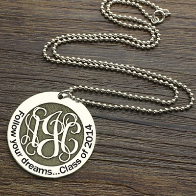 personalized Class Graduation Monogram Necklace Sterling Silver - Name My Jewelry ™